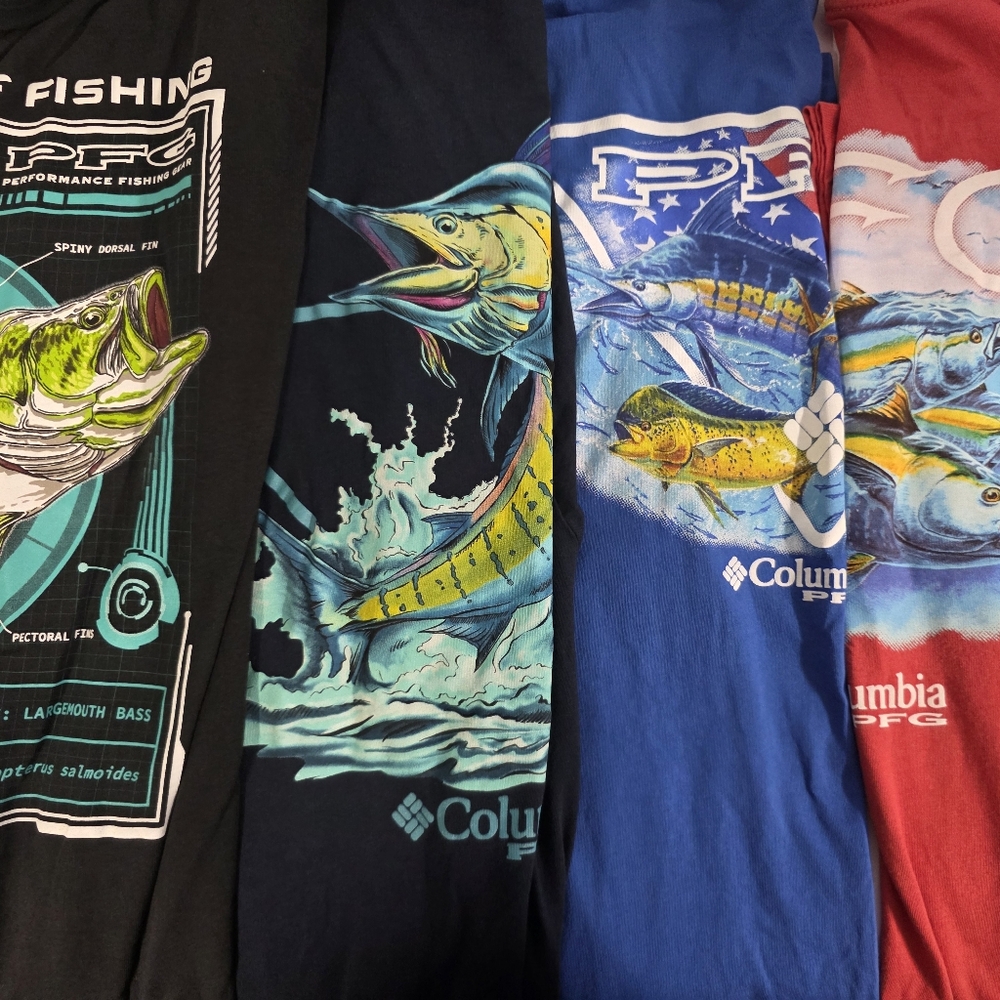 Columbia PFG Graphic T-Shirts Mens Size 4XL Performance Fishinf Gear Lot Of 4